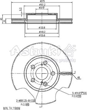 Ashuki 0990-9612 - Тормозной диск autospares.lv