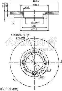 Ashuki 0990-9090 - Тормозной диск autospares.lv