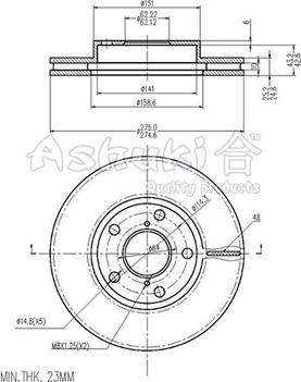 Ashuki 0990-9212 - Тормозной диск autospares.lv