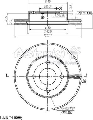 Ashuki 0990-9701 - Тормозной диск autospares.lv