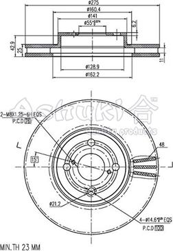 Ashuki 0990-4312 - Тормозной диск autospares.lv