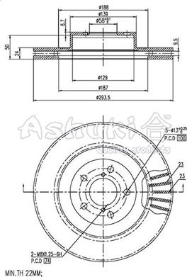 Ashuki 0990-5107 - Тормозной диск autospares.lv