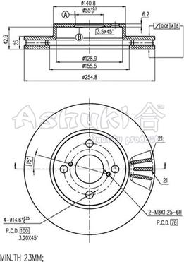 Ashuki 0990-5312 - Тормозной диск autospares.lv