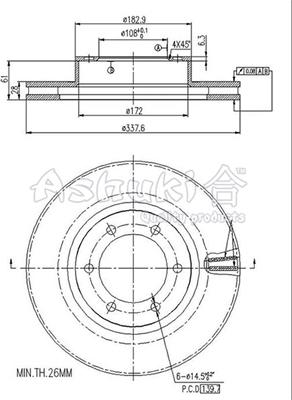 Ashuki 0990-6412 - Тормозной диск autospares.lv