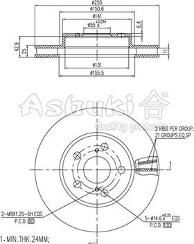 Ashuki 0990-6212 - Тормозной диск autospares.lv