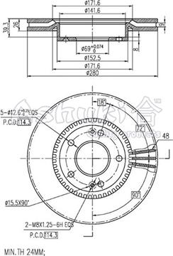 Ashuki 0990-0350 - Тормозной диск autospares.lv