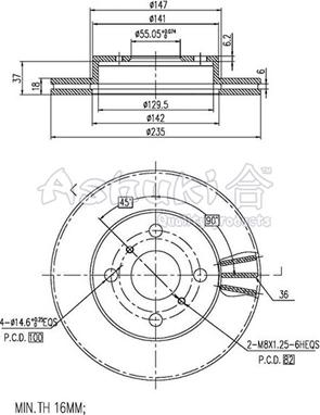 Ashuki 0990-1512 - Тормозной диск autospares.lv