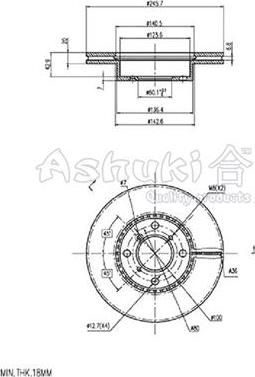 Ashuki 0990-1108 - Тормозной диск autospares.lv