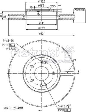 Ashuki 0990-1350 - Тормозной диск autospares.lv