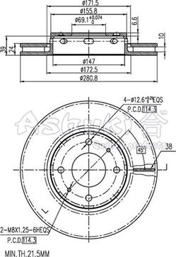 Ashuki 0990-3505 - Тормозной диск autospares.lv