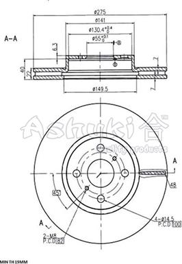 Ashuki 0990-3612 - Тормозной диск autospares.lv