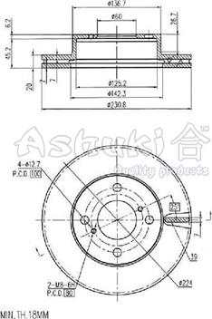 Ashuki 0990-7901 - Тормозной диск autospares.lv