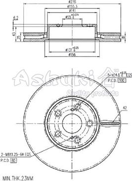 Ashuki 0990-7412 - Тормозной диск autospares.lv