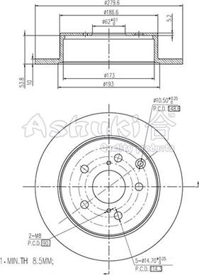 Ashuki 0993-5502 - Тормозной диск autospares.lv