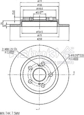 Ashuki 0993-5602 - Тормозной диск autospares.lv