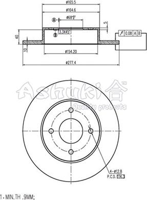 Ashuki 0993-8301 - Тормозной диск autospares.lv