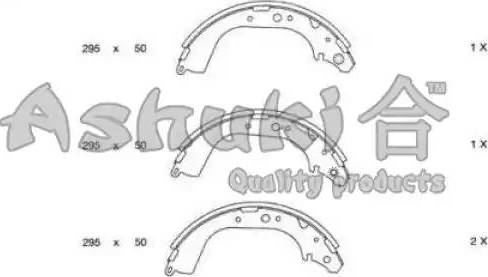 Ashuki 1050-9302 - Комплект тормозных колодок, барабанные autospares.lv