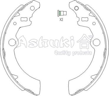 Ashuki 1050-5208 - Комплект тормозных колодок, барабанные autospares.lv