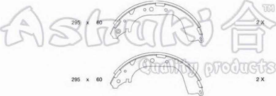 Ashuki 1050-0401 - Комплект тормозных колодок, барабанные autospares.lv