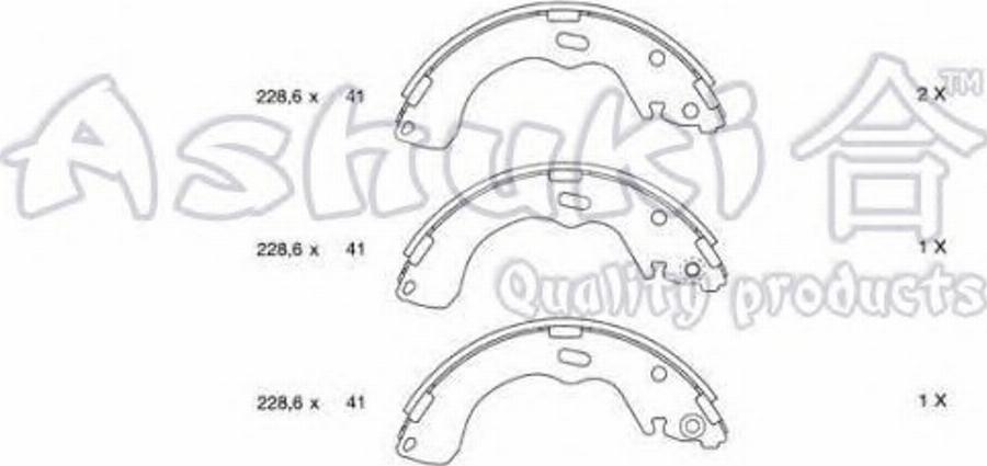 Ashuki 1050-0403 - Комплект тормозных колодок, барабанные autospares.lv