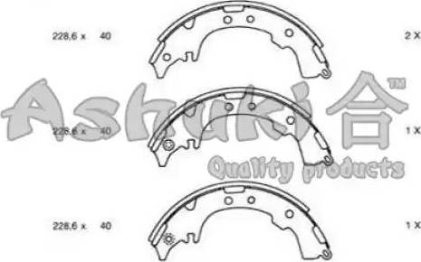 Ashuki 1050-8602 - Комплект тормозных колодок, барабанные autospares.lv