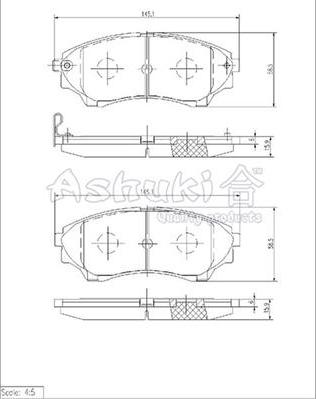 Ashuki 1080-9603 - Тормозные колодки, дисковые, комплект autospares.lv