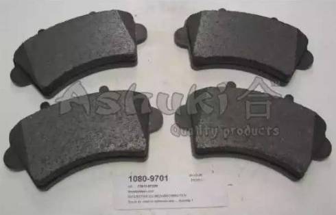 Ashuki 1080-9701 - Тормозные колодки, дисковые, комплект autospares.lv