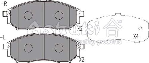 Ashuki 1080-4901 - Тормозные колодки, дисковые, комплект autospares.lv