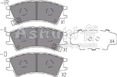 Ashuki 1080-4250 - Тормозные колодки, дисковые, комплект autospares.lv