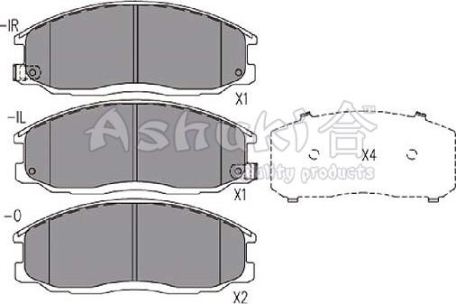 Ashuki 1080-6250 - Тормозные колодки, дисковые, комплект autospares.lv