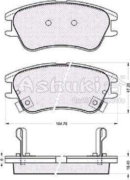 Ashuki 1080-0450 - Тормозные колодки, дисковые, комплект autospares.lv