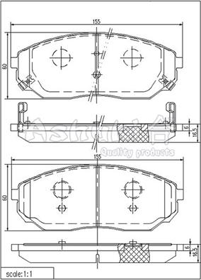 Ashuki 1080-8130 - Тормозные колодки, дисковые, комплект autospares.lv