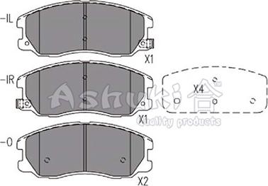 Ashuki 1080-3190 - Тормозные колодки, дисковые, комплект autospares.lv