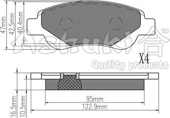 Ashuki 1080-2212 - Тормозные колодки, дисковые, комплект autospares.lv
