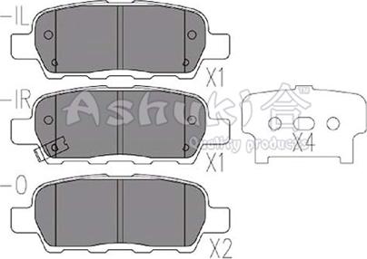 Ashuki 1083-4401 - Тормозные колодки, дисковые, комплект autospares.lv