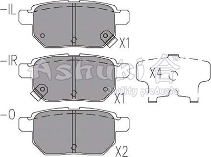 Ashuki 1083-4302 - Тормозные колодки, дисковые, комплект autospares.lv