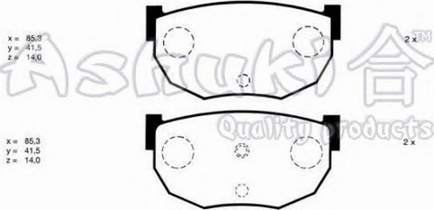 Ashuki 10831201 - Тормозные колодки, дисковые, комплект autospares.lv