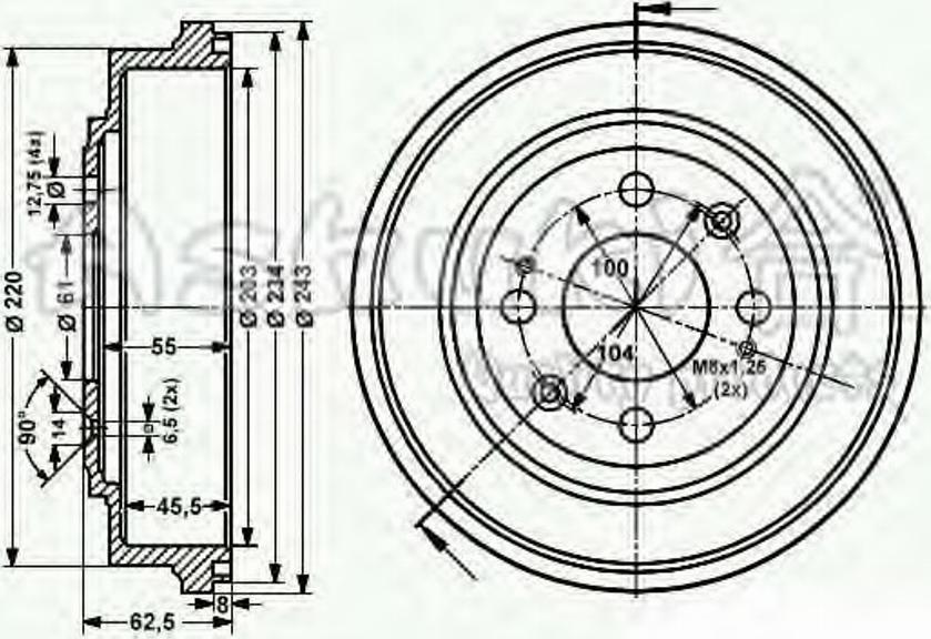 Ashuki 1020-9004 - Тормозной барабан autospares.lv