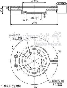 Ashuki C652-10 - Тормозной диск autospares.lv