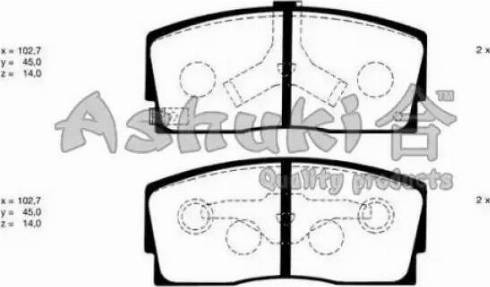 Ashuki D092-03 - Тормозные колодки, дисковые, комплект autospares.lv