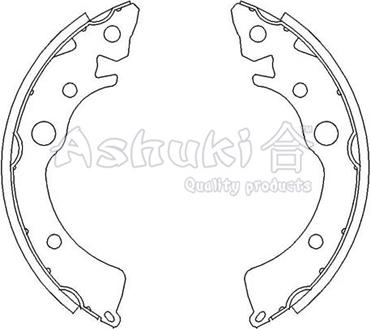 Ashuki H048-07 - Комплект тормозных колодок, барабанные autospares.lv