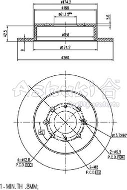 Ashuki H039-45 - Тормозной диск autospares.lv