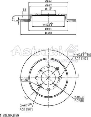 Ashuki H039-48 - Тормозной диск autospares.lv