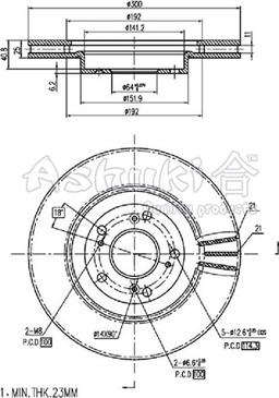 Ashuki H039-42 - Тормозной диск autospares.lv