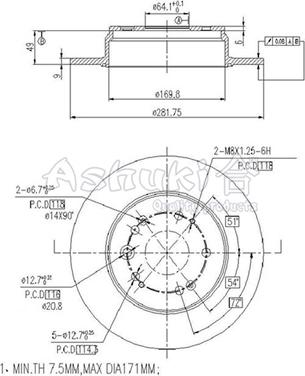 Ashuki H039-60 - Тормозной диск autospares.lv