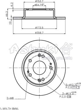 Ashuki H039-08 - Тормозной диск autospares.lv