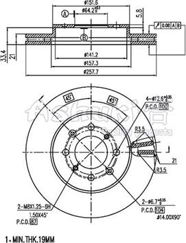 Ashuki H039-70 - Тормозной диск autospares.lv