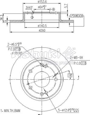 Ashuki H038-45 - Тормозной диск autospares.lv