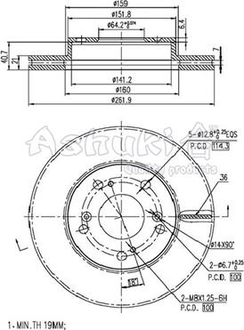 Ashuki H037-75 - Тормозной диск autospares.lv