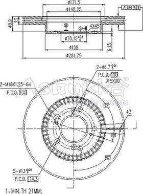 Ashuki H037-70 - Тормозной диск autospares.lv